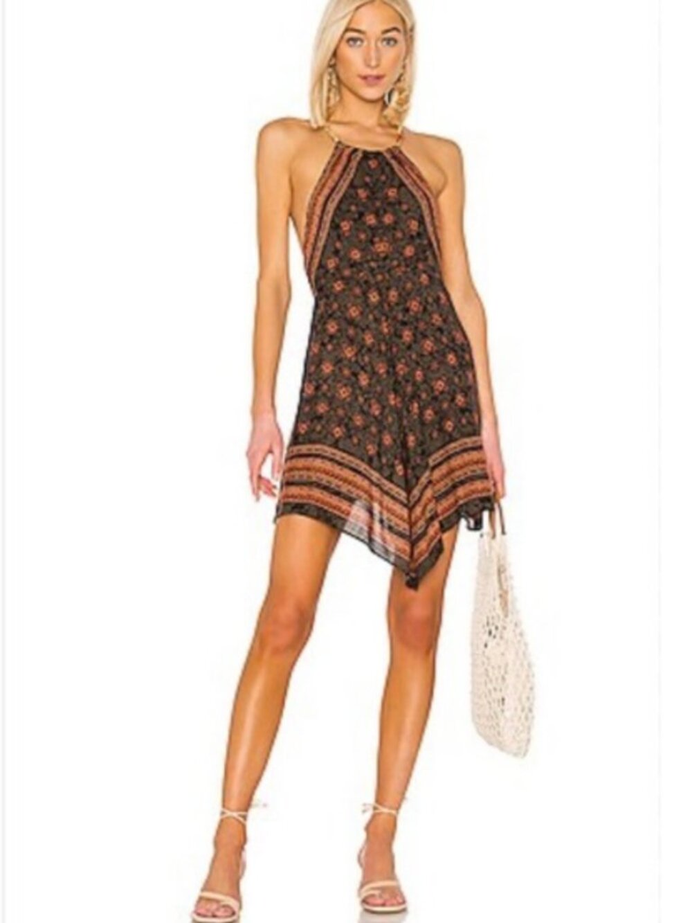 Intimately Free People Open Back Handkerchief Hem Mini Dress Sz. L NWT